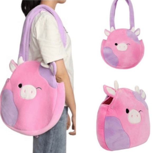 Squishmallows Other - HP🎉NWT Patty The Cow 🐄 Purple / Pink Squishmallow Plush Totebag 🩷💜